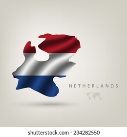 flag of netherlands as a country with a shadow