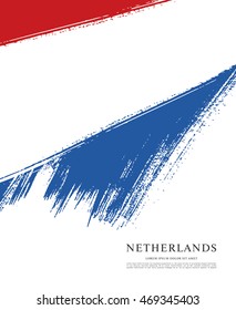 Flag of Netherlands. Dutch flag. Brush stroke background