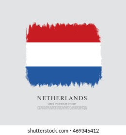 Flag of Netherlands. Dutch flag. Brush stroke background