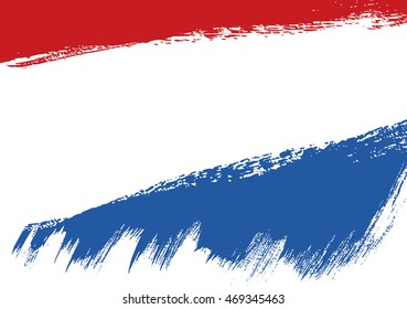 Flag of Netherlands. Dutch flag. Brush stroke background