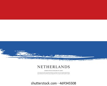 Flag of Netherlands. Dutch flag. Brush stroke background