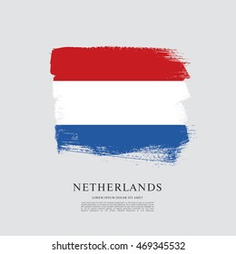 Flag of Netherlands. Dutch flag. Brush stroke background