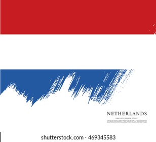 Flag of Netherlands. Dutch flag. Brush stroke background