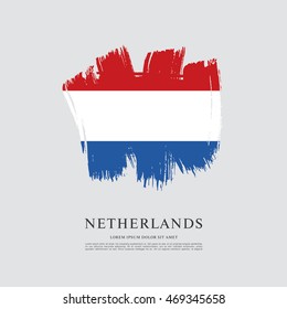 Flag of Netherlands. Dutch flag. Brush stroke background