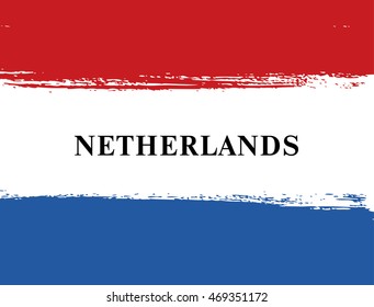Flag of Netherlands. Dutch flag. Brush stroke background