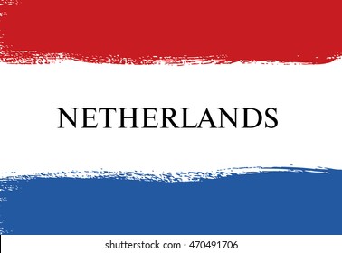 Flag of Netherlands. Dutch flag. Brush stroke background