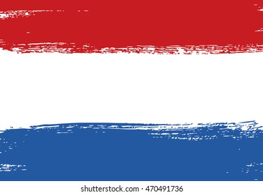 Flag of Netherlands. Dutch flag. Brush stroke background