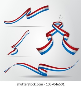 Flag of Netherlands. Dutch ribbons set. Vector illustration.