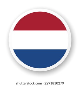 Flag of Netherlands flat icon. Round vector element with shadow underneath. Best for mobile apps, UI and web design.