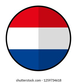 Flag Netherlands – flat style design button. Nation emblem illustration, isolated on a white background. 