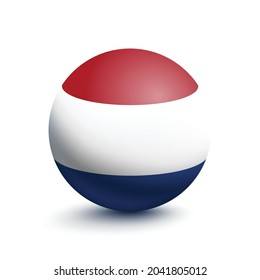Bandera de los Países Bajos en forma de bola aislada sobre fondo blanco. Ilustración del vector
