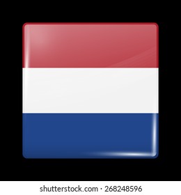 Flag of Netherlands. Glossy Icons Square Shape. This is File from the Collection European Flags