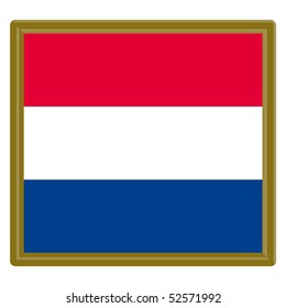 Flag of the Netherlands with gold frame
