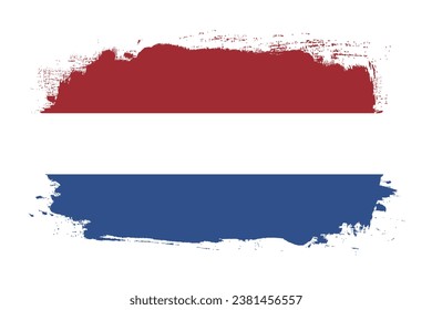 Flag of the Netherlands. Hand-painted flag icon. Broken flag. Standard color. Standard size. A rectangular flag. Computer illustration. Digital illustration. Vector illustration.