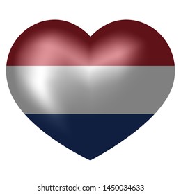 flag of Netherlands in heart shape. vector illustration.