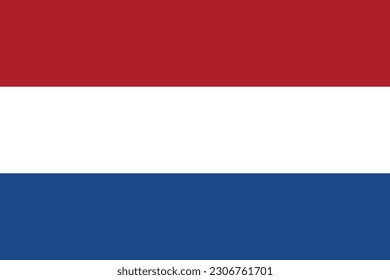 The flag of the Netherlands. Flag icon. Standard color. Standard size. Rectangular flag. Computer illustration. Digital illustration. Vector illustration.