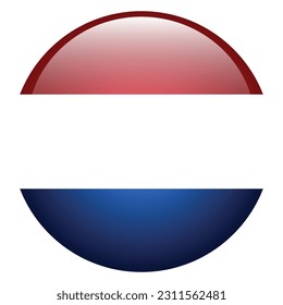 The flag of the Netherlands. Flag icon. Standard color. Round flag. 3d illustration. Computer illustration. Digital illustration. Vector illustration.