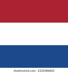 Flag of the Netherlands. Flag icon. Standard color. A square flag. Computer illustration. Digital illustration. Vector illustration.