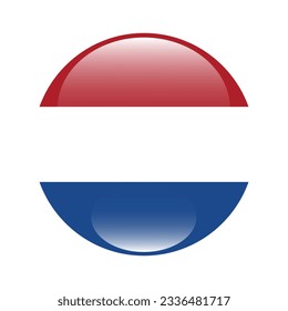 Flag of the Netherlands. Flag icon. Standard color. Circle icon flag. 3d illustration. Computer illustration. Digital illustration. Vector illustration.