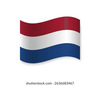 Flag of Netherlands icon. Wavy vector element with shadow. Best for mobile apps, UI and web design.