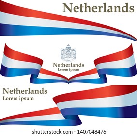 Flag of the Netherlands. Kingdom of the Netherlands. Template for award design, an official document with the flag of Netherlands. Bright, colorful vector illustration