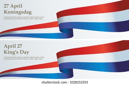 Flag of the Netherlands, King's Day, Koningsdag Nederland. Kingdom of the Netherlands. Bright, colorful vector illustration