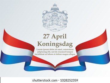 Flag of the Netherlands, King's Day, Koningsdag Nederland. Kingdom of the Netherlands. Bright, colorful vector illustration