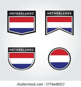 Flag of Netherlands Labels Illustration template design