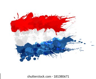 Flag of Netherlands made of colorful splashes