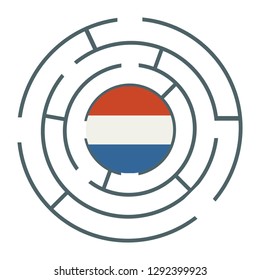 Flag of the Netherlands in the maze of politic problems.