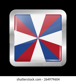 Flag of Netherlands. Metal Icons Square Shape. This is File from the Collection European Flags