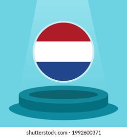 Flag of Netherlands on the podium. Simple minimalist flat design style. Ready to use for the football event etc.
