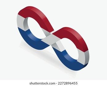 Flag of Netherlands patriotic vector design.  3D infinity in national flag colors isolated on white background with shadow for your design.  EPS10