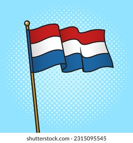 Flag of the Netherlands pinup pop art retro vector illustration. Comic book style imitation.