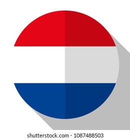 Flag Netherlands - round flatstyle button with a shadow. 
