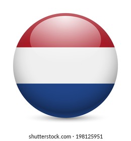 Flag of Netherlands as round glossy icon. Button with Dutch flag