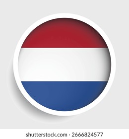 Bandera de los Países Bajos, icono redondo con sombra, símbolo nacional