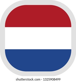 Flag of Netherlands. Rounded square icon on white background, vector illustration.