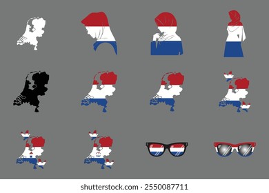 Bandera de los Países Bajos Conjunto, Original y simple Paquete de la bandera de los Países Bajos, Ilustración vectorial de la Colección de la bandera de los Países Bajos
