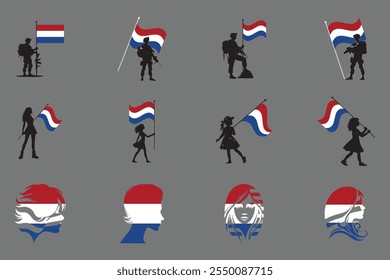 Bandera de los Países Bajos Conjunto, Original y simple Paquete de la bandera de los Países Bajos, Ilustración vectorial de la Colección de la bandera de los Países Bajos
