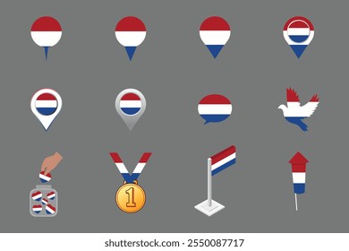 Flag of Netherlands Set, Original and simple Netherlands flag Bundle, vector illustration of Netherlands flag Collection
