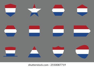 Bandera de los Países Bajos Conjunto, Original y simple Paquete de la bandera de los Países Bajos, Ilustración vectorial de la Colección de la bandera de los Países Bajos
