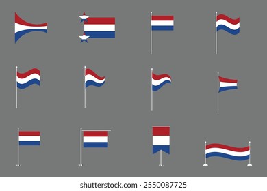 Bandera de los Países Bajos Conjunto, Original y simple Paquete de la bandera de los Países Bajos, Ilustración vectorial de la Colección de la bandera de los Países Bajos
