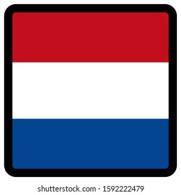 Flag of Netherlands in the shape of square with contrasting contour, social media communication sign, patriotism, a button for switching the language on the site, an icon.