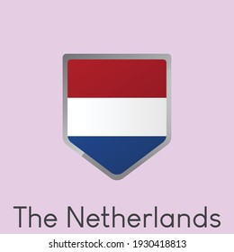 Flag of The Netherlands shield icon design, Simple gradient vector illustration, eps 10
