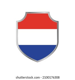 Flag of Netherlands with silver frame