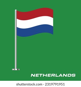 Flag of Netherlands, Table Flag of Netherlands, Vector Illustration, Wavy Table Flag of Netherlands.