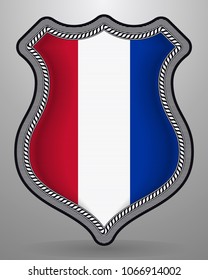 Flag of Netherlands. Vector Badge and Icon. Vertical Orientation Version