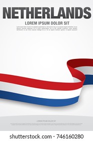 Flag of Netherlands, vector illustration, card layout design