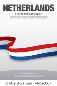Flag of Netherlands, vector illustration, card layout design